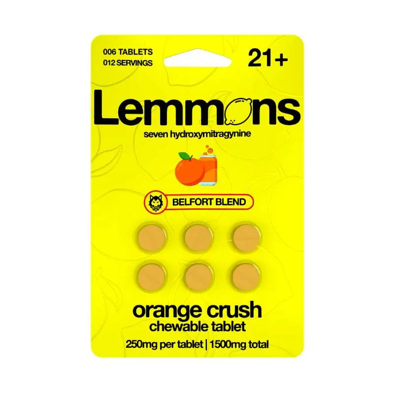 LEMMONS BELFORT BLEND 7-HYDROXYMITRAGYNINE CHEWABLE TABLETS 6CT 250MG PER TABLET - Smoke empire