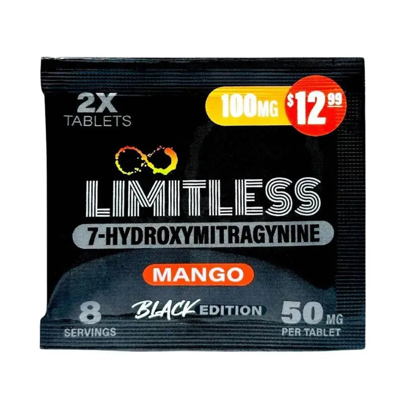 LIMITLESS 7-HYDROXYMITRAGYNINE BLACK EDITION TABLETS 2CT 50MG PER TABLET - Smoke empire