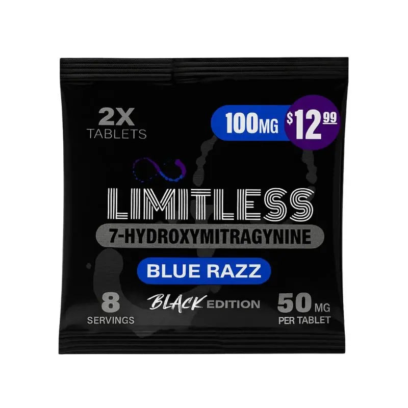 LIMITLESS 7-HYDROXYMITRAGYNINE BLACK EDITION TABLETS 2CT 50MG PER TABLET - Smoke empire