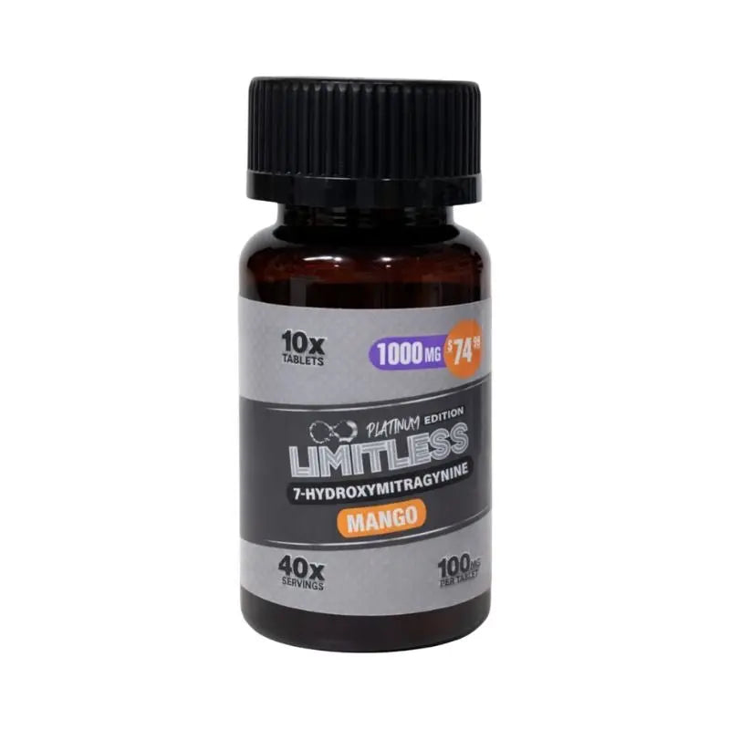 LIMITLESS PLATINUM EDITION 7-HYDROXYMITRAGYNINE TABLETS 10CT 100MG PER TABLET - Smoke empire