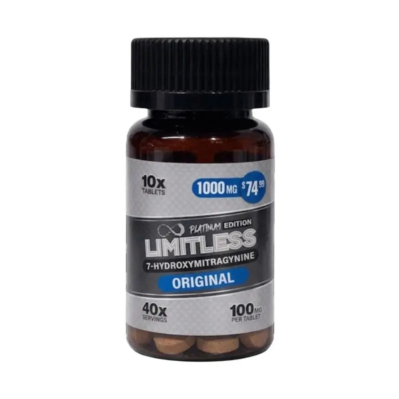 LIMITLESS PLATINUM EDITION 7-HYDROXYMITRAGYNINE TABLETS 10CT 100MG PER TABLET - Smoke empire