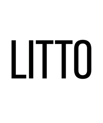 Bold capital letters spelling "LITTO" in a modern black font with subtle green highlights around the edges on a transparent background.