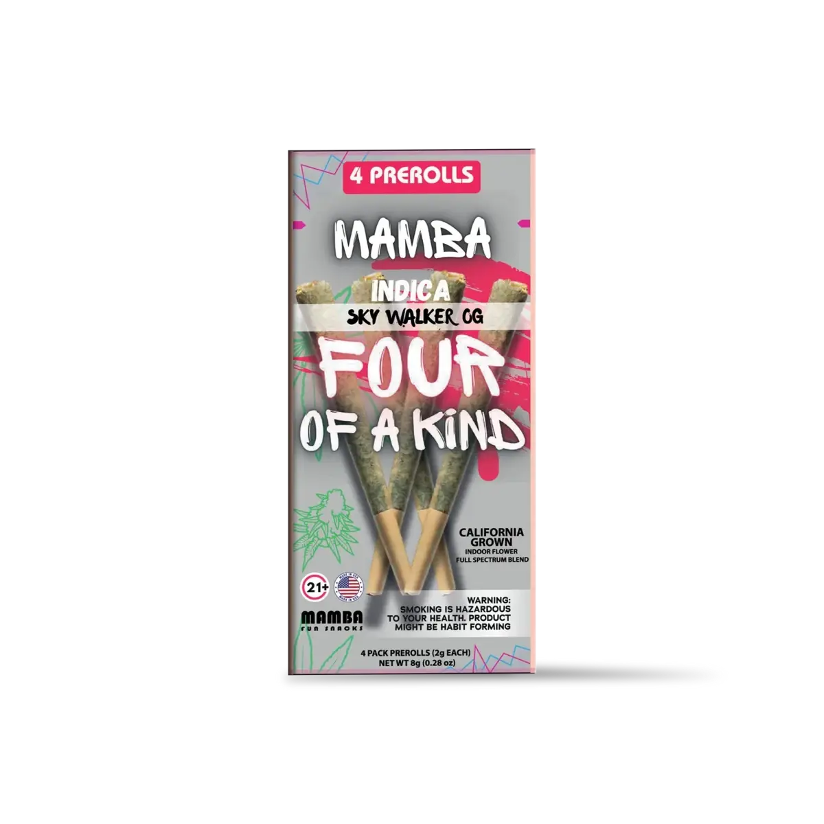 MAMBA Four of a Kind THCA Prerolls 4-Pack 8G - Smoke empire