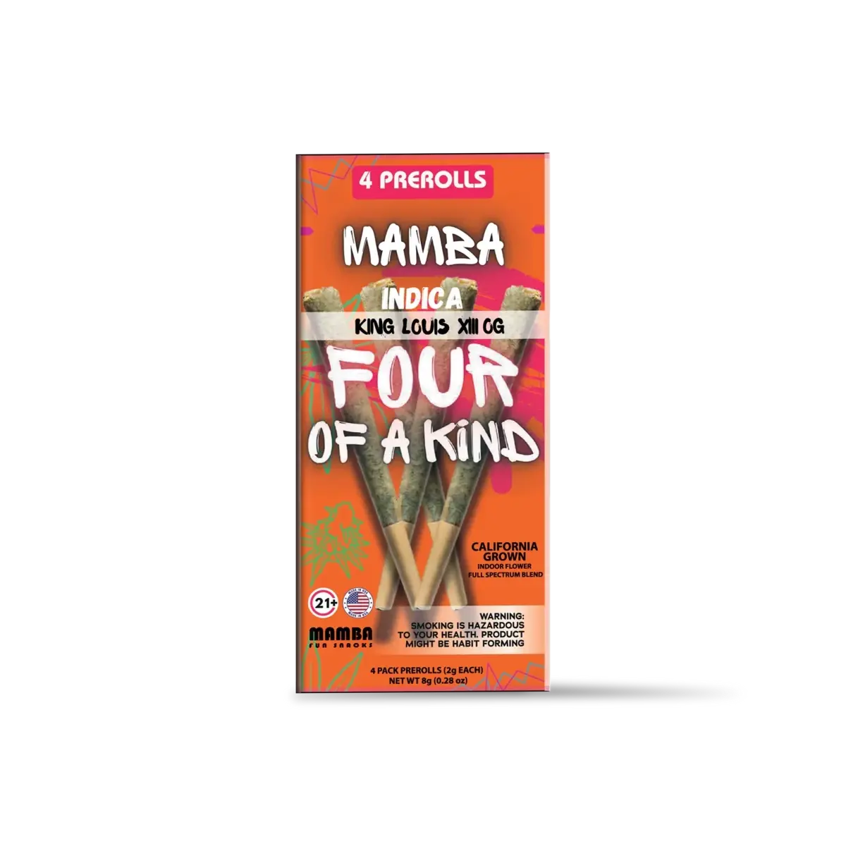 MAMBA Four of a Kind THCA Prerolls 4-Pack 8G - Smoke empire