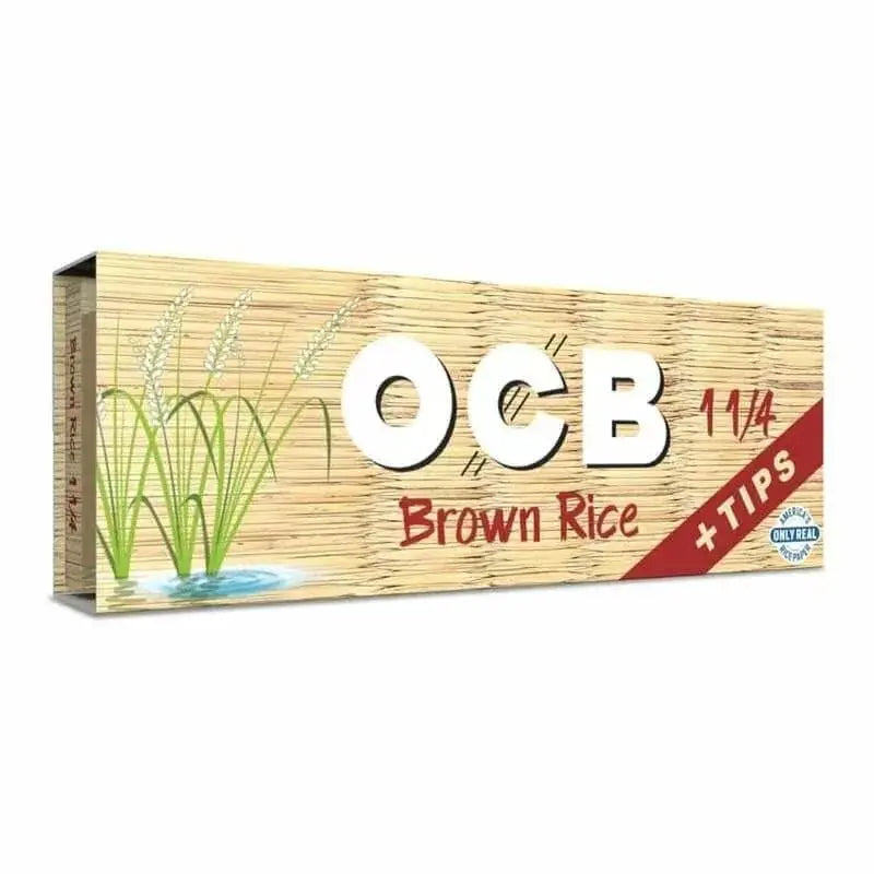 Ocb Brown Rice Paper - Size 1 1/4 With Tips - 24 Booklets Per Box - Smoke empire