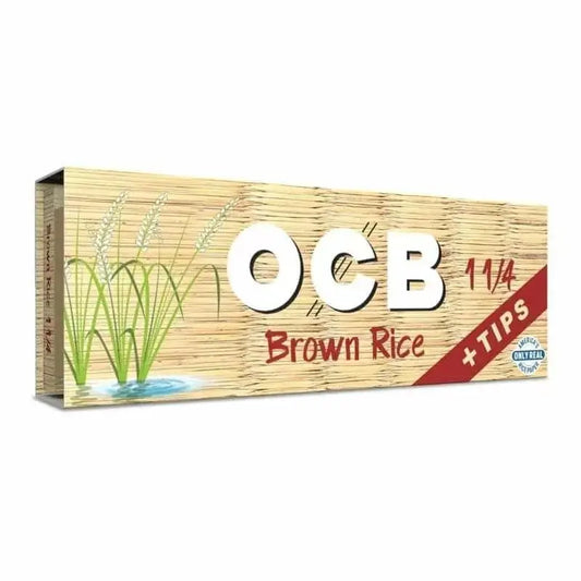 Ocb Brown Rice Paper - Size 1 1/4 With Tips - 24 Booklets Per Box - Smoke empire
