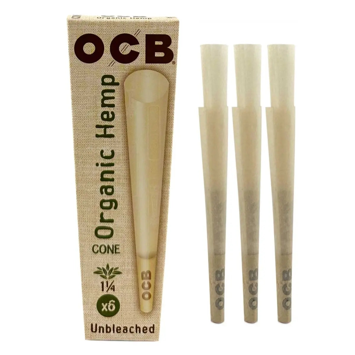 Ocb Organic Hemp Cones 1 1/4 Size Unbleached - 6 Pack per box - Smoke empire