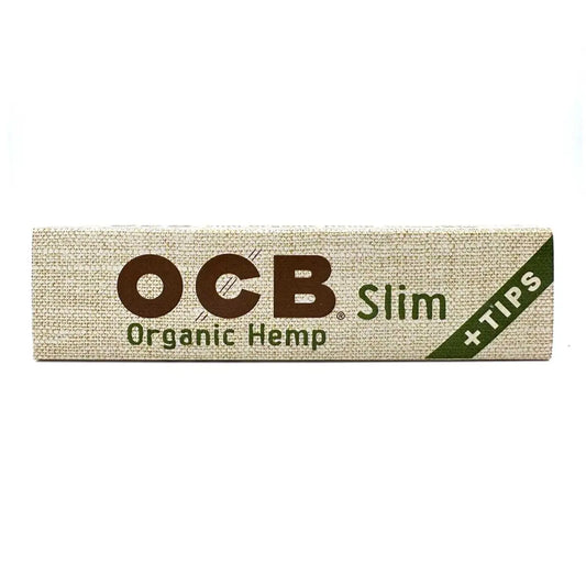 Ocb - Organic Hemp Papers With Tips Slim Size - 24 Pack Per Box - Smoke empire