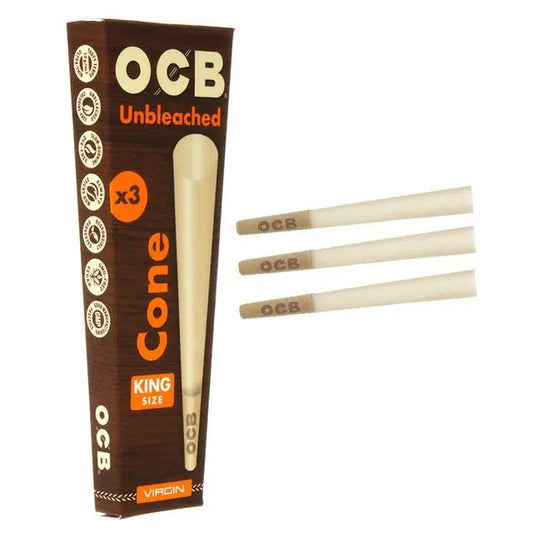 Ocb Virgin Unbleached Cones Box of - 32 Count - 3 Packs King Size - Smoke empire