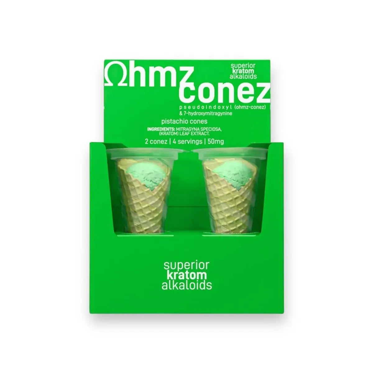 OHMZ Conez Pseudo 7-hydroxymitragynine Pistachio Cones 50mg (2 cones) - Smoke empire