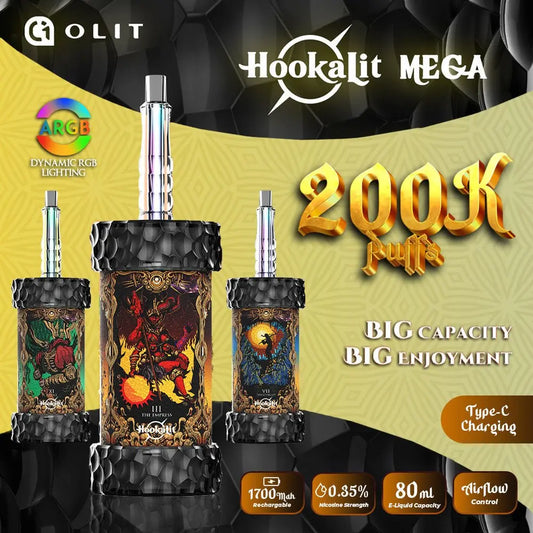 OLIT HookaLit MEGA 200K Puff Disposable E-Hookah - 200,000 Puffs - Smoke empire