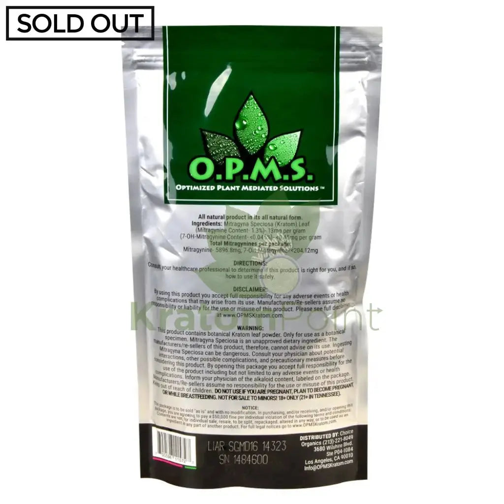 OPMS Kratom Powder, 16oz Green Vein Maeng Da - Smoke empire