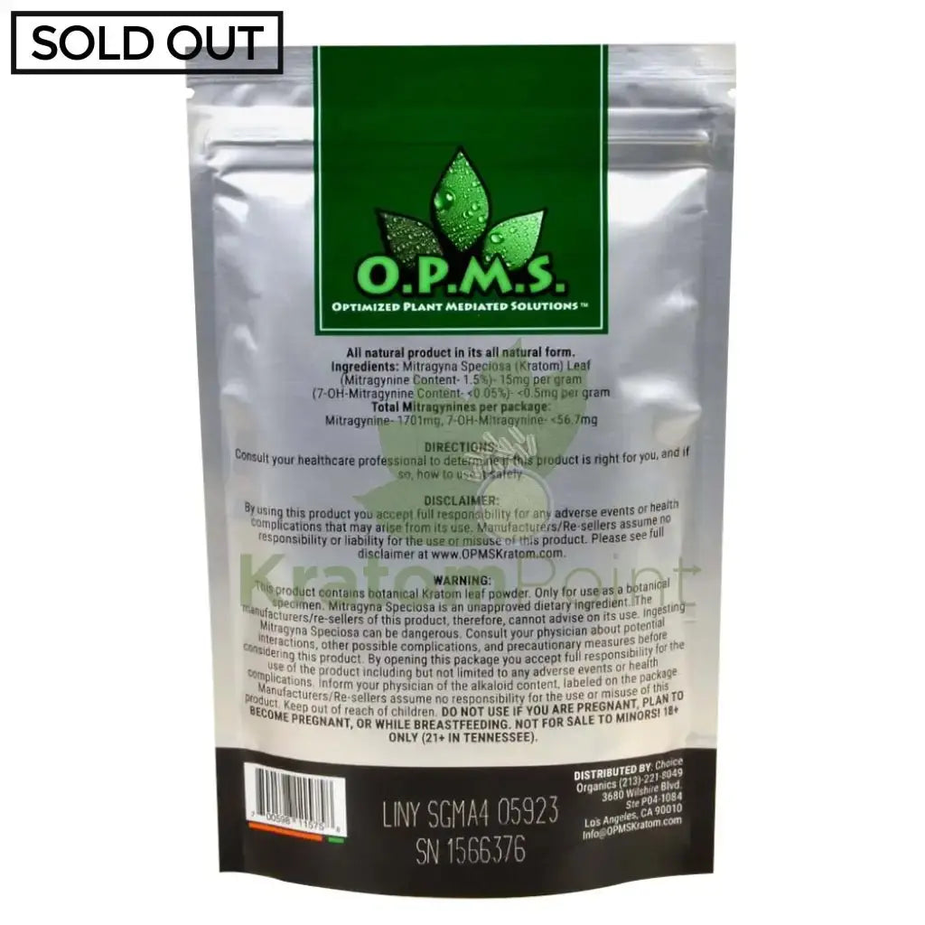 OPMS Kratom Powder, 4oz Green Vein Malay - Smoke empire