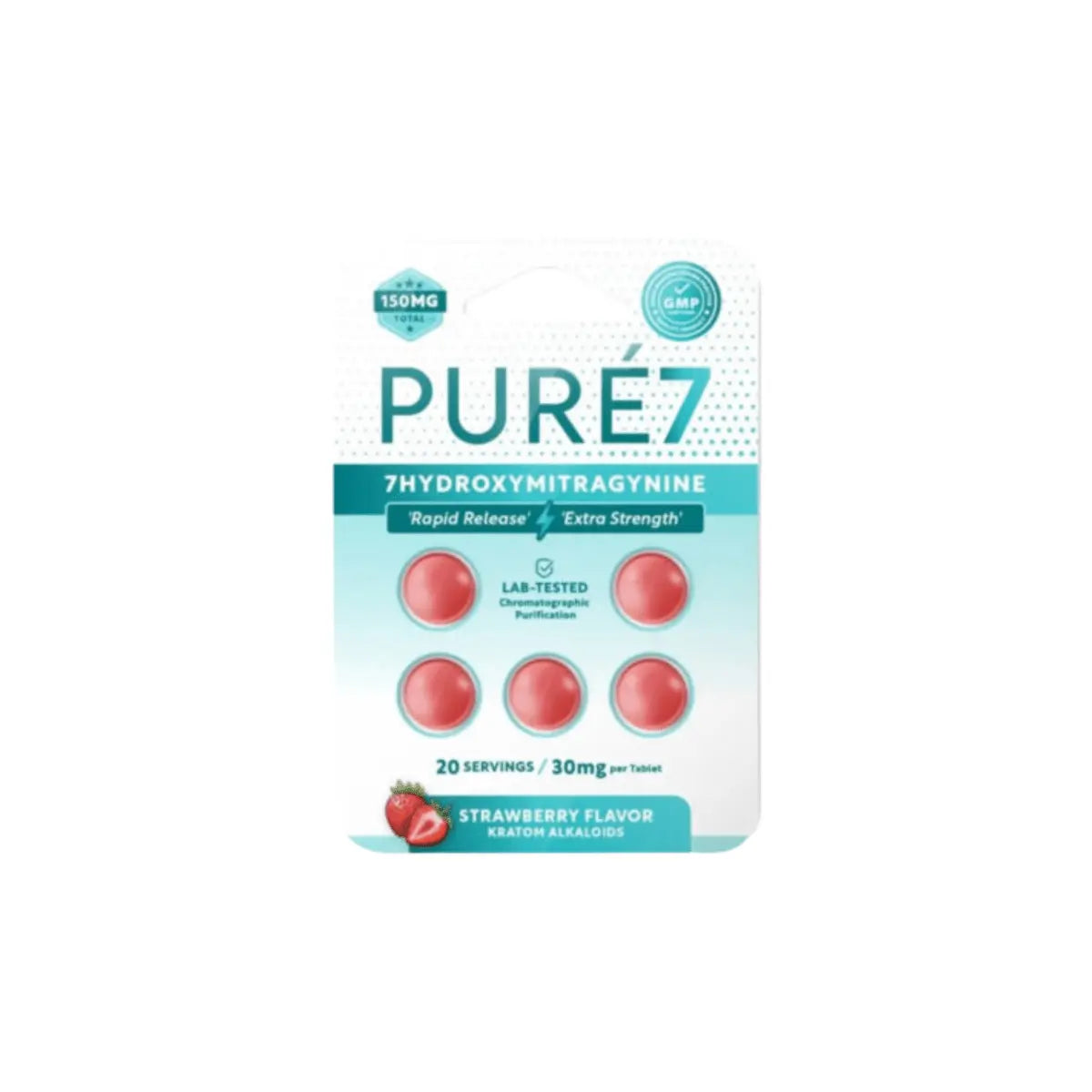 Pure7 7OH Kratom Extract Tablets 5/pack 150mg - Smoke empire