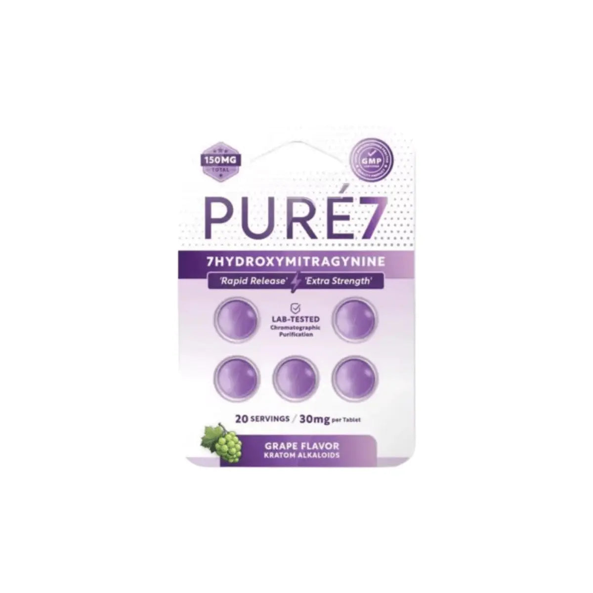 Pure7 7OH Kratom Extract Tablets 5/pack 150mg - Smoke empire