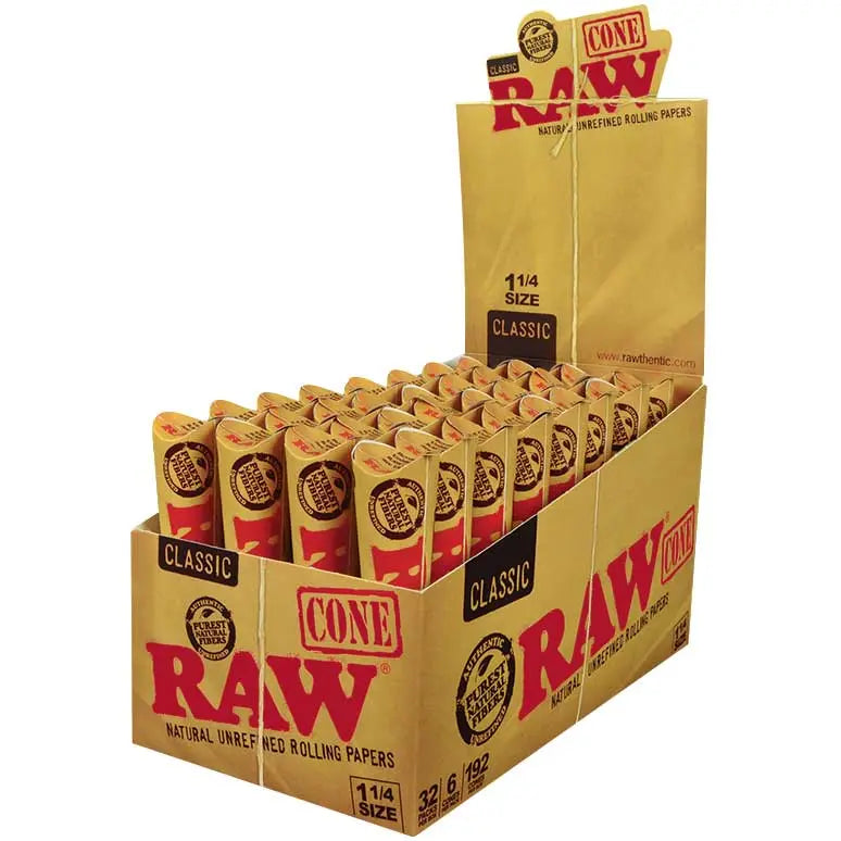 RAW 1.25 Pre-Roll 6pk Cones or Box of 32 Packs - Smoke empire