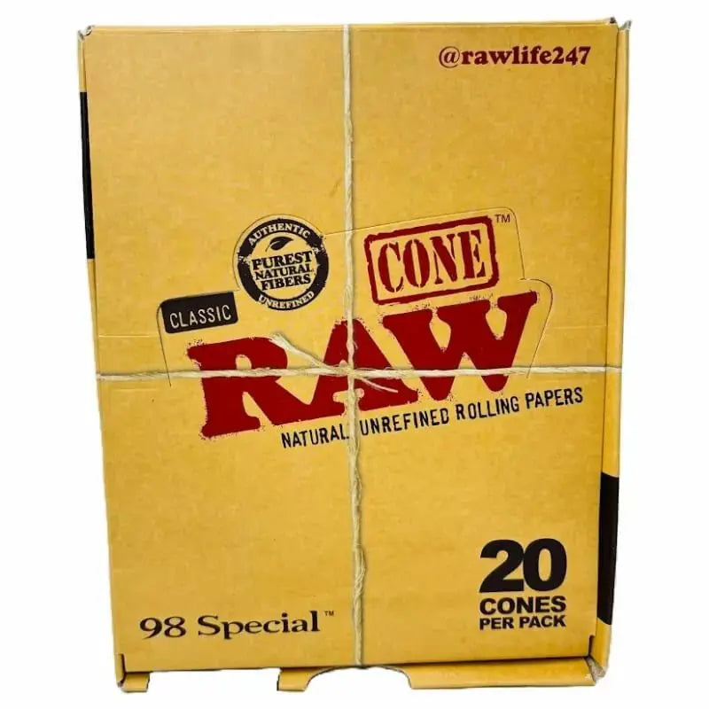 Raw - 98 Special Cone - 98mm and 20mm - 20 Cones Per Pack - 12 Packs Per Box - Smoke empire