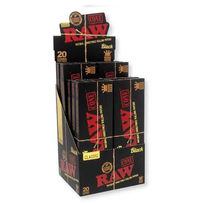 Raw Black Classic Cone - King Size - 20 Counts Per Pack - 12 Packs Per Display - Smoke empire