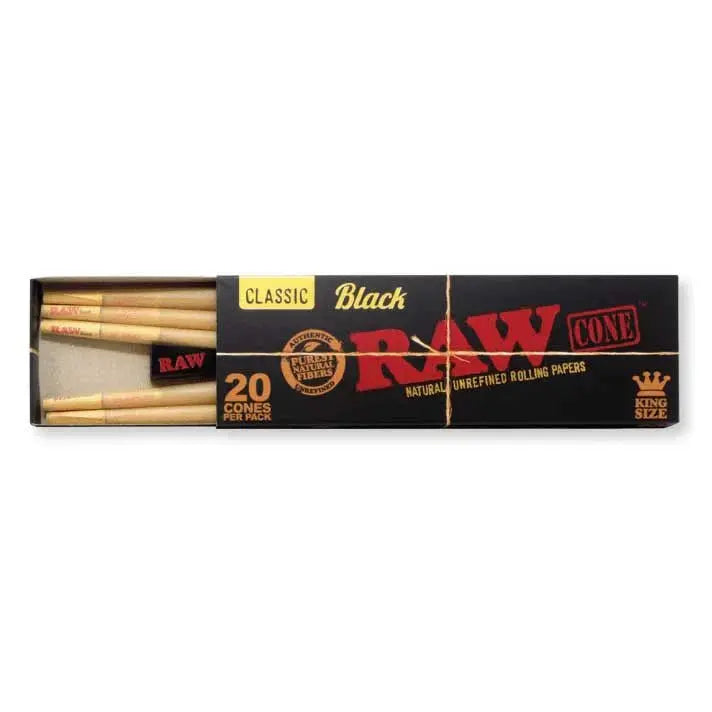 Raw Black Classic Cone - King Size - 20 Counts Per Pack - 12 Packs Per Display - Smoke empire