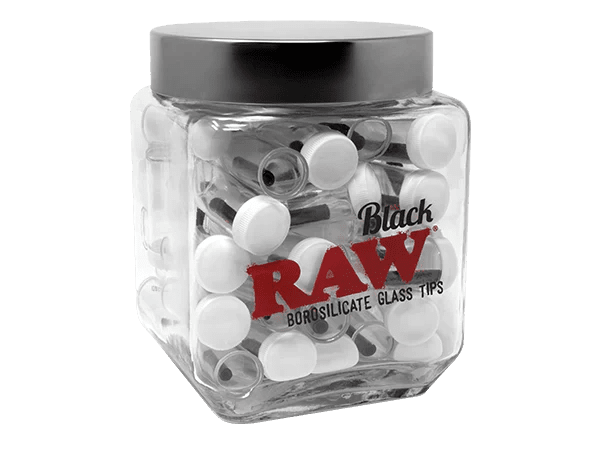 Raw Black Glass Tips - Single or 50 Pack Jar - Smoke empire