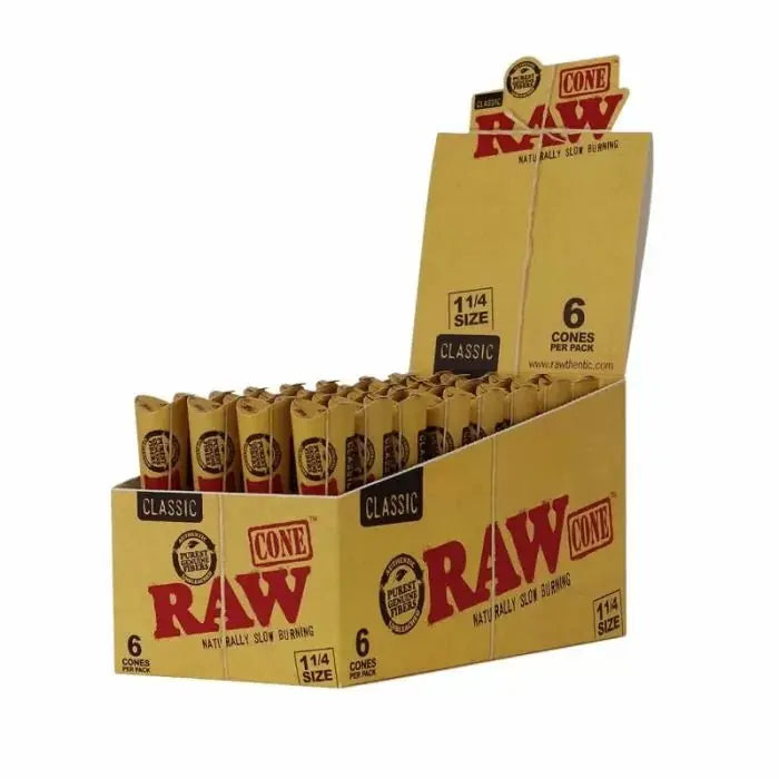 RAW Classic 1 1/4 Size Pre Rolled Cones (6 Pack) - Smoke empire