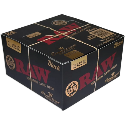 Raw - Classic Black King Size Slim Tips Connoisseur - 24 Counts Per Box - Smoke empire