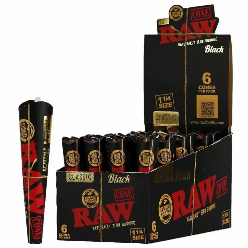Raw Classic Cone Black 1 1/4 Size - 1 Pack or Box of 32 - Smoke empire
