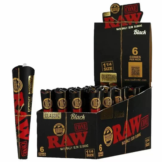 Raw Classic Cone Black 1 1/4 Size - 1 Pack or Box of 32 - Smoke empire
