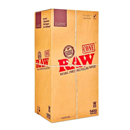 Raw Classic - King Size Pre-Rolled Cones - 1400 Pieces Per Box - Smoke empire