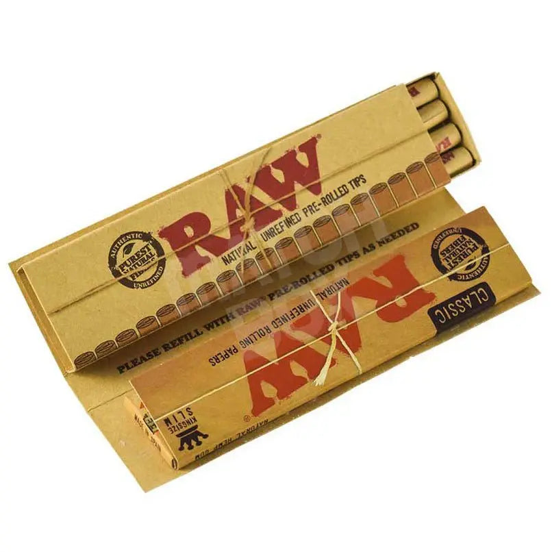 Raw Classic Masterpiece Slim Rolling Papers With Pre Rolled Tips - King Size - 24 Counts Per Box - Smoke empire