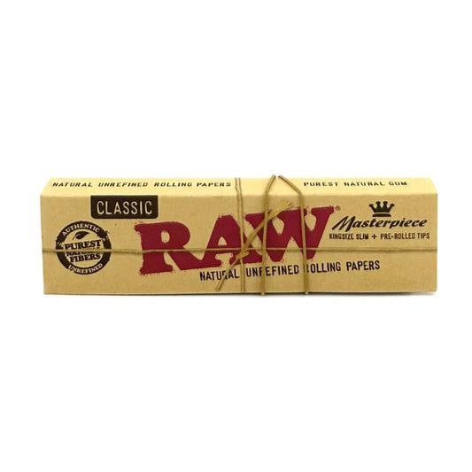 Raw Classic Masterpiece Slim Rolling Papers With Pre Rolled Tips - King Size - 24 Counts Per Box - Smoke empire