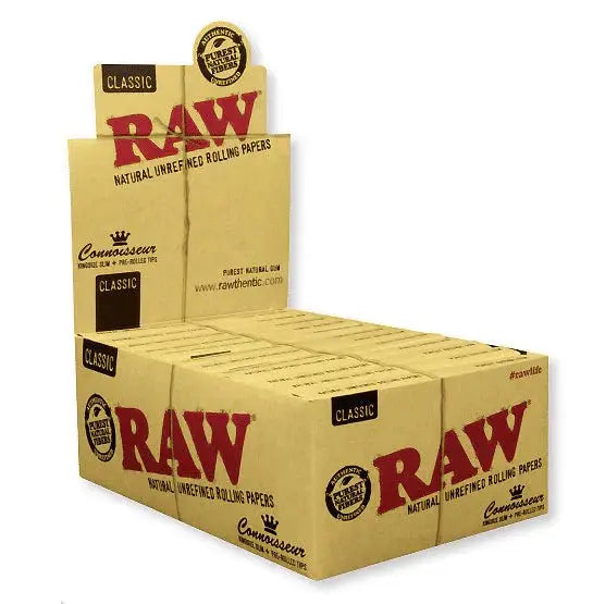 Raw Connoisseur King Size Slim With Tips Rolling Paper - 24 Counts Per Box - Smoke empire