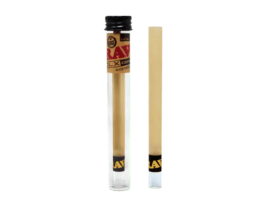 Raw Dlx Glass Tip Hand Rolled King Size Cannon - 12 Count Per Display - Smoke empire