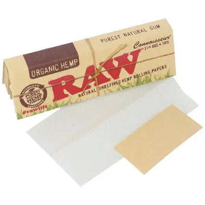 Raw Organic Hemp Connoisseur 1 1/4 With Tips - 24 Packs Per Box - Smoke empire