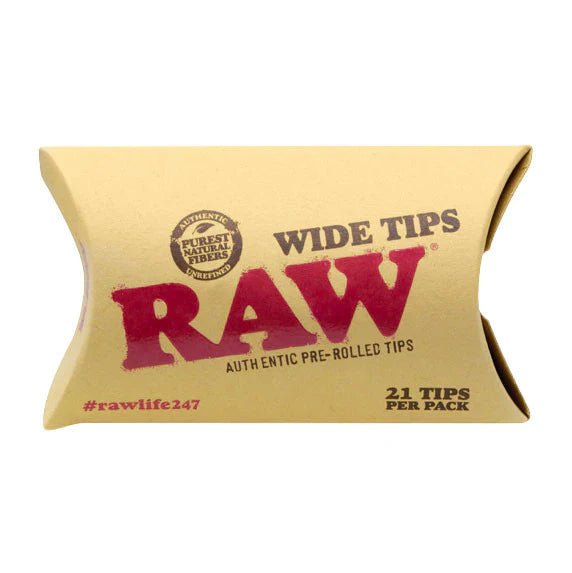 RAW Pre-Rolled Wide Tips: 21 Piece Pack, 20 Pack Box, or 180 Piece Bag - Smoke empire