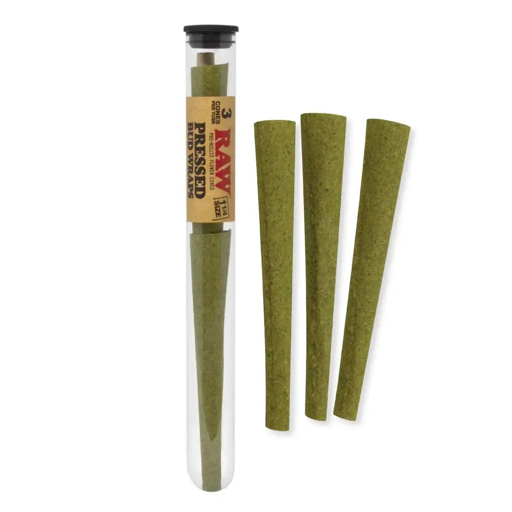 RAW Pressed Bud Wraps 1 1/4 Size Pre Rolled Flower Cones - Smoke empire