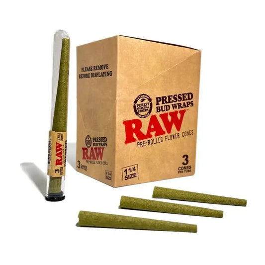 RAW Pressed Bud Wraps 1 1/4 Size Pre Rolled Flower Cones - Smoke empire