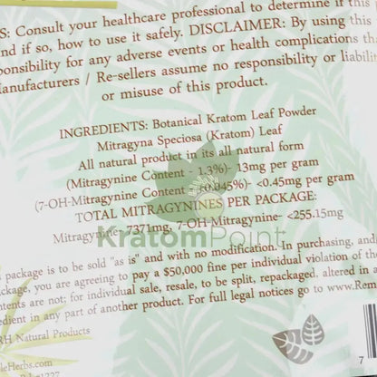 Remarkable Herbs Kratom Powder 20oz White Maeng Da - Smoke empire