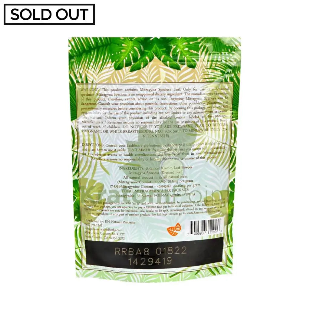 Remarkable Herbs Kratom Powder 8oz Bali - Smoke empire