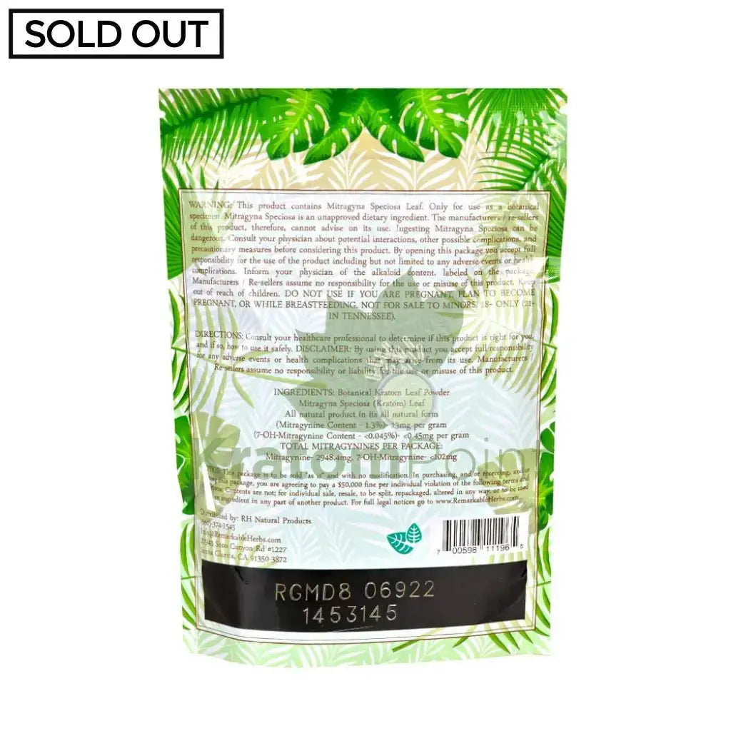 Remarkable Herbs Kratom Powder 8oz Green Maeng Da - Smoke empire