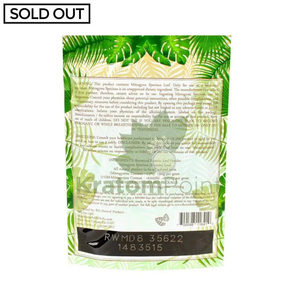 Remarkable Herbs Kratom Powder 8oz White Maeng Da - Smoke empire