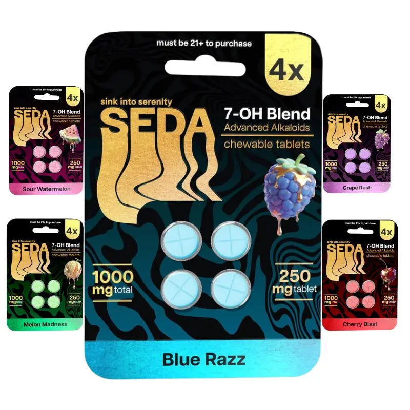 SEDA 7-HYDROXYMITRAGYNINE BLEND CHEWABLE TABLETS 4CT 250MG PER TABLET - Smoke empire