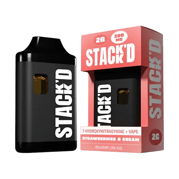 STACK'D 7-HYDROXYMITRAGYNINE STRAWBERRIES & CREAM VAPE 2G 200MG 7OH - Smoke empire