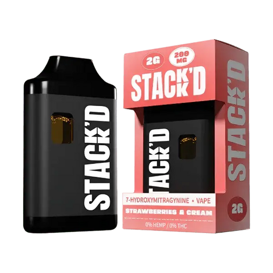 STACK'D 7-HYDROXYMITRAGYNINE STRAWBERRIES & CREAM VAPE 2G 200MG 7OH - Smoke empire