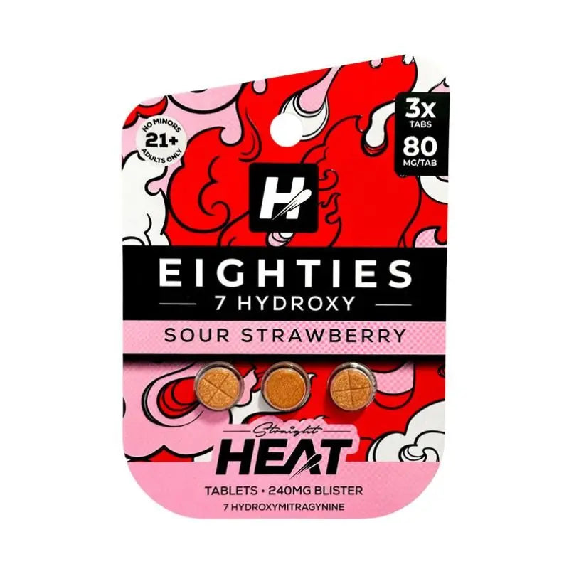 STRAIGHT HEAT EIGHTIES 7-HYDROXYMITRAGYNINE TABLETS 3CT 80MG PER TABLET - Smoke empire