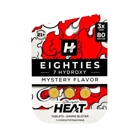 STRAIGHT HEAT EIGHTIES 7-HYDROXYMITRAGYNINE TABLETS 3CT 80MG PER TABLET - Smoke empire
