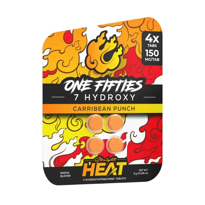 STRAIGHT HEAT ONE FIFTIES 7-HYDROXYMITRAGYNINE TABLETS 4CT 150MG PER TABLET - Smoke empire