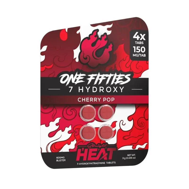 STRAIGHT HEAT ONE FIFTIES 7-HYDROXYMITRAGYNINE TABLETS 4CT 150MG PER TABLET - Smoke empire