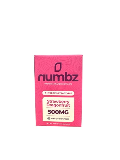 numbz 7-OH + MIT Chewable Tablets Strawberry Dragonfruit 50mg Per Tablet (10 Pack Tablets)