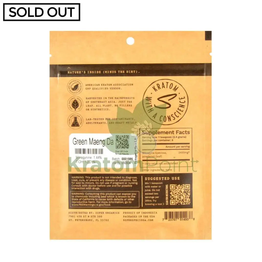 Super Speciosa Green Maeng Da Raw Leaf Kratom Powder 20g - Smoke empire